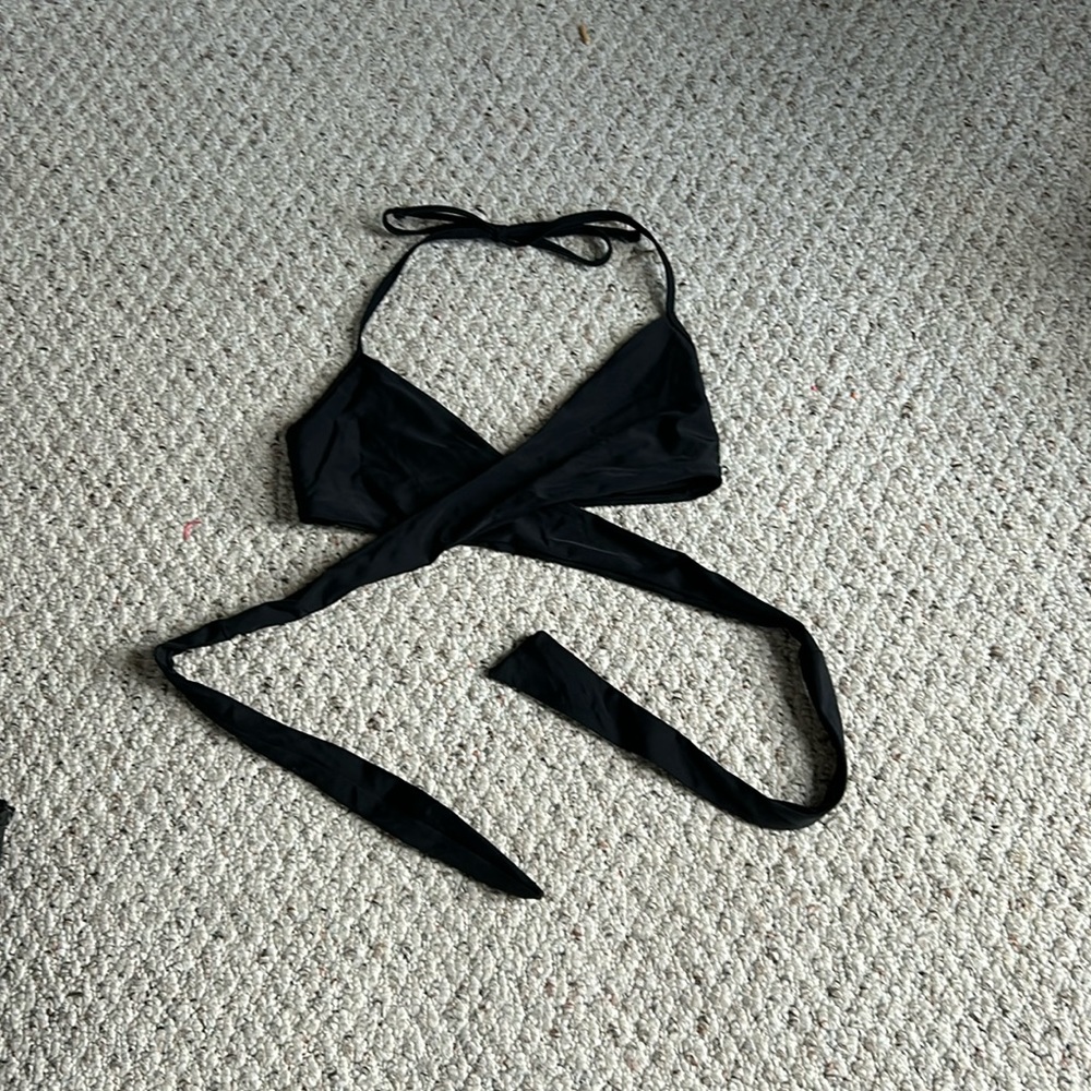 Aerie Wrap Up Black Bikini Top